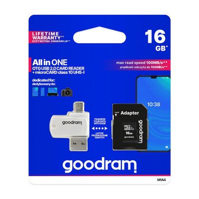 GoodRam 16GB microSDHC Minneskort med Adapter