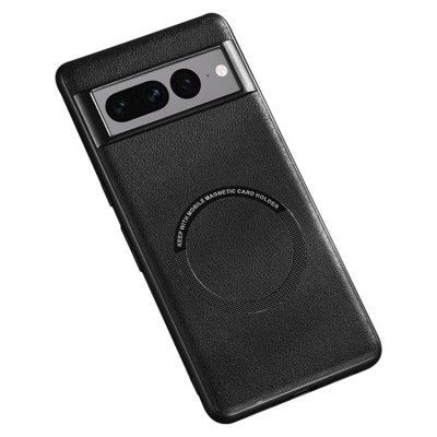 Google Pixel 7 Pro Skal Magsafe Magnetic PU-Läder - Svart
