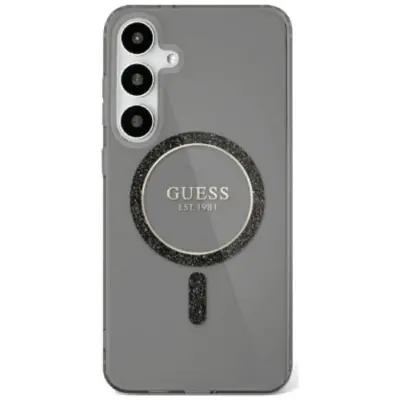 Guess Galaxy S25 Mobilskal MagSafe Glitter Circle Classic Logo - Svart