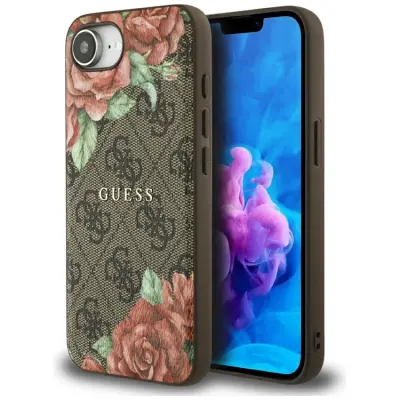 Guess iPhone 16e Mobilskal Magsafe Flowers Print - Brun