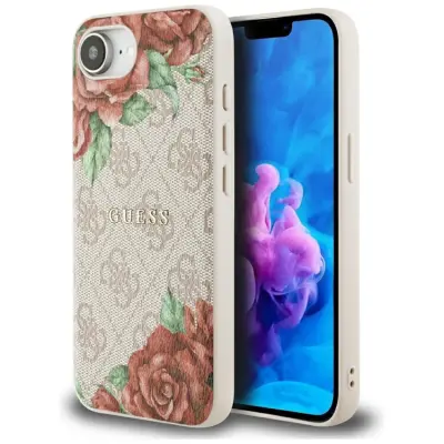 Guess iPhone 16e Mobilskal Magsafe Flowers Print - Rosa