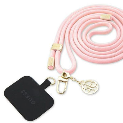 Guess Telefonrem med sladd Metalll charm - Rosa