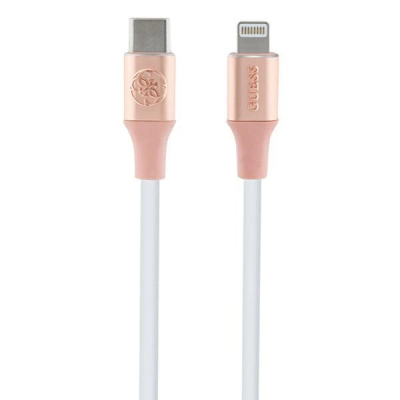 Guess USB-C till Lightning kabel 1.5m Ebossed Logo - Rosa