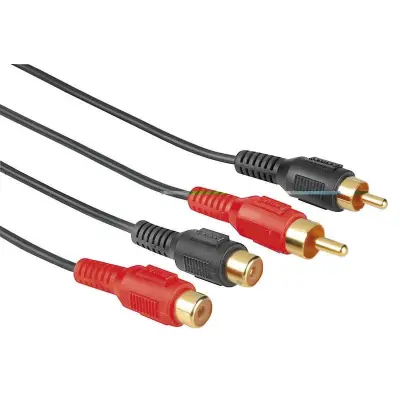 HAMA Kabel 2xRCA-2xRCA Förlängning Svart 10m