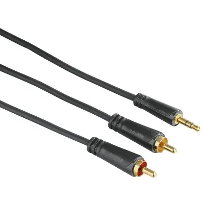 HAMA Kabel Audio 3.5mm-2xRCA Guld Svart 1.5m