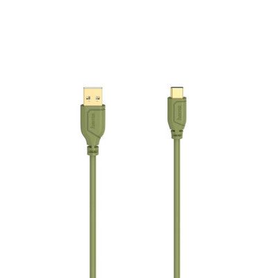 HAMA USB-C till USB-A kabel Flexi-Slim 0.75m - Guld/Grön