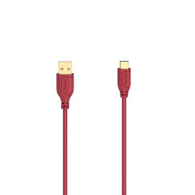 HAMA USB-C till USB-A kabel Flexi-Slim 0.75m - Guld/Röd