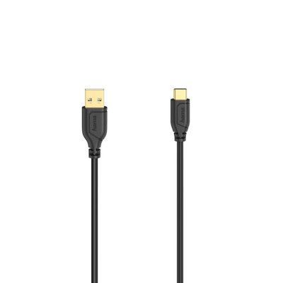 HAMA USB-C till USB-A kabel Flexi-Slim 0.75m - Guld/Svart