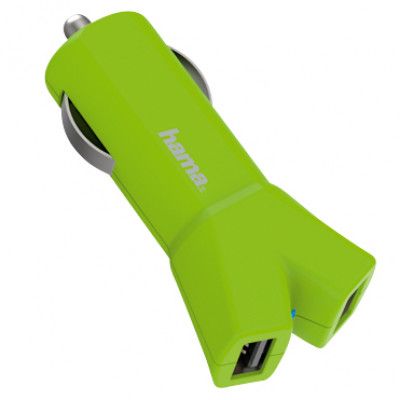 HAMA Laddare 12V 2xUSB Colorline 3.4A - Grön