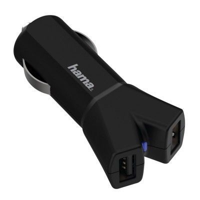 HAMA Laddare 12V 2xUSB Colorline 3.4A - Svart