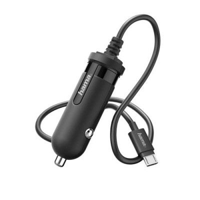 HAMA - Laddare 12V MicroUSB 2,4A - Svart
