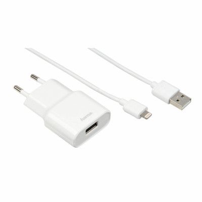 HAMA Laddare 220V Lightning 2,4A lös kabel MFI - Vit