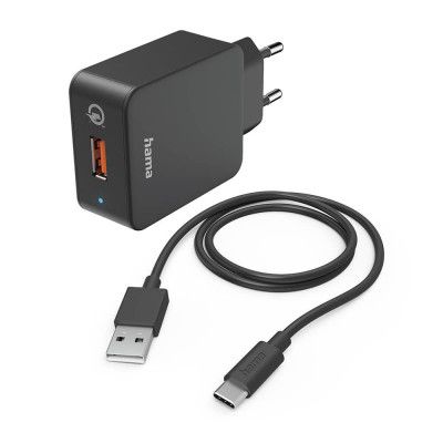 HAMA Laddare 220V med USB-C-kabel Qualcomm 19.5W - Svart