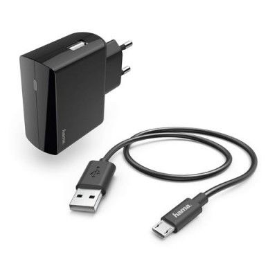 HAMA - Laddare 220V Micro-USB 2.4A lös kabel 1m - Svart