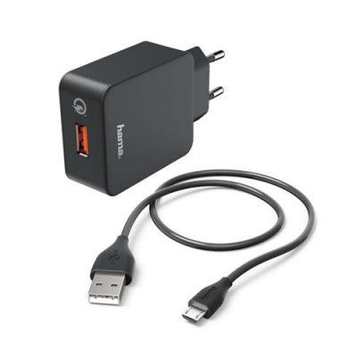 HAMA - Laddare 220V Micro-USB 3A lös kabel 1.5m QC 3.0