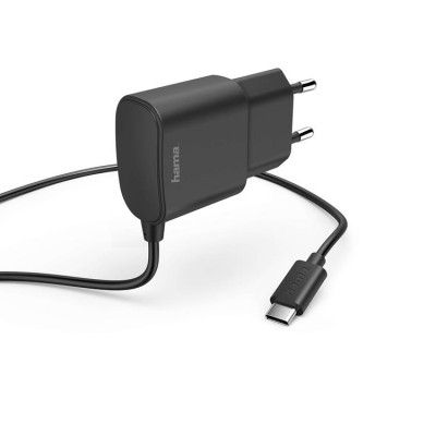 HAMA Laddare 220V USB-C 2.4A fast kabel 1.0m Svart
