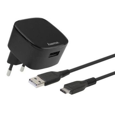 HAMA - Laddare 220V USB-C Kit PD 15W 1,5m - Svart