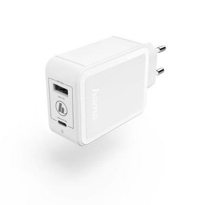 HAMA - Laddare 220V USB-C & USB-A PD 42w - Vit