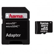 Hama MicroSDHC 16GB med adapter, Class 10