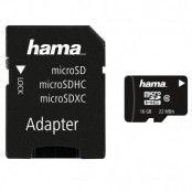 HAMA Minneskort MicroSDHC 16GB Class 10 22MB/s Adapter