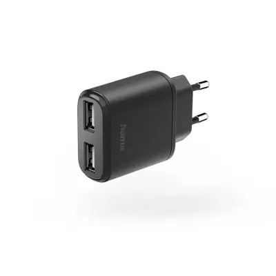 Hama Väggladdare 12W 2xUSB-A - Svart
