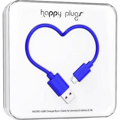Happy Plugs Micro-USB synk-/laddarkabel 2m - Cobalt