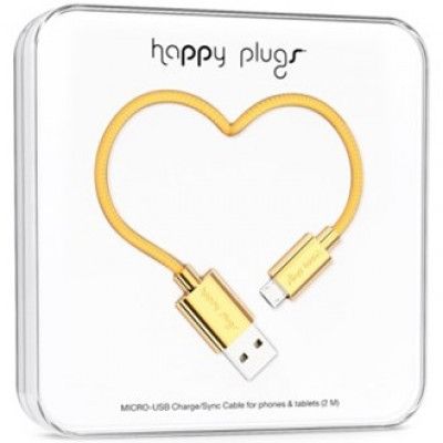 Happy Plugs Micro-USB synk-/laddarkabel 2m - Guld