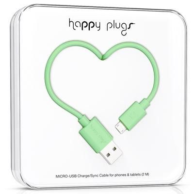 Happy Plugs Micro-USB synk-/laddarkabel 2m - Mint