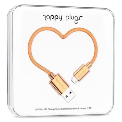 Happy Plugs Micro-USB synk-/laddarkabel 2m - Rose Gold