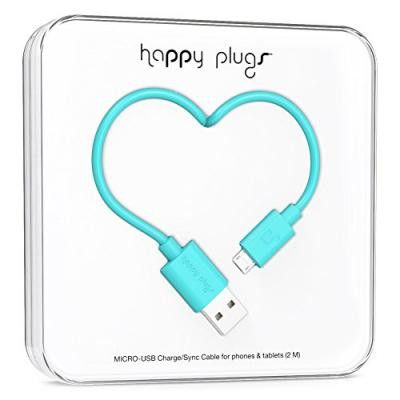 Happy Plugs Micro-USB synk-/laddarkabel 2m - Turkos