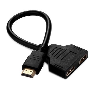 Hdmi-adapter 1x HDMI ha till 2x HDMI ho 30cm - Svart