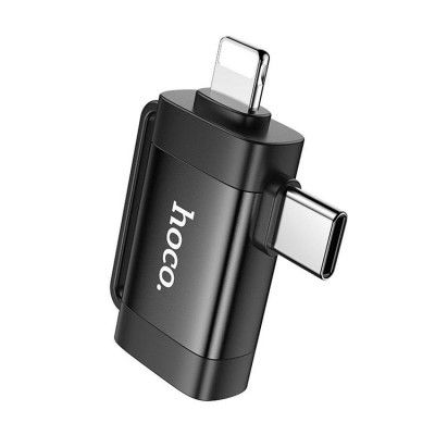 Hoco 2in1 Adapter OTG USB-A till Lightning/USB-C UA31F - Svart