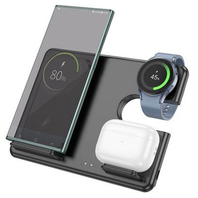 HOCO 3in1 - Trådlös laddare Samsung - Galaxy Watch - Hörlurar - Svart