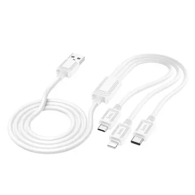 Hoco 3in1 USB-A/MicroUSB/Lightning/Typ-C Kabel 1m 2A X74 - Vit