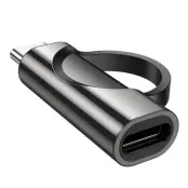 Hoco Adapter USB-C Till USB-C Med Display 5A 100W - Svart