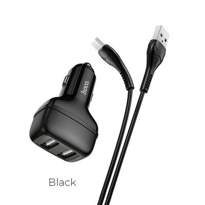 HOCO billaddare 2xUSB + kabel Micro 2,4A Leader Z36 svart