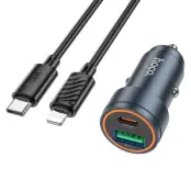 Hoco Billaddare 30W USB-C USB-A med Lightning Kabel Z57A - Svart
