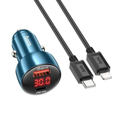 Hoco Billaddare 48W USB-A/USB-C + Kabel USB-C Till USB-C Z50 - Blå