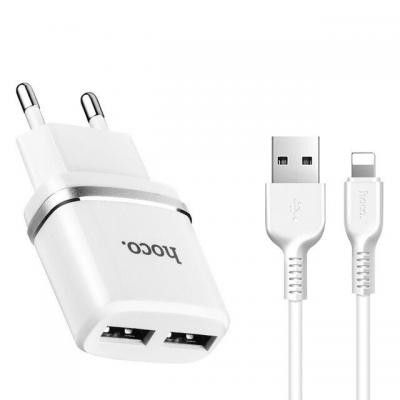 Hoco C12 Network Charger + Lightning Kabel Vit