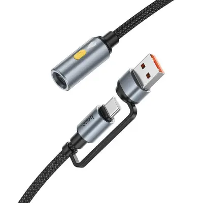 Hoco Cigarettändare Till USB-A/USB-C Kabel Adapter 0.3m UA38B - Svart