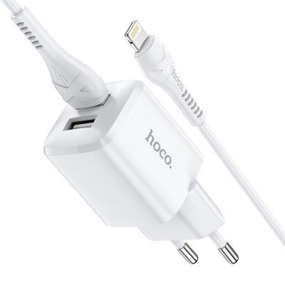 HOCO Laddare 2xUSB med Lightning kabel 2,4A N8 Briar Vit
