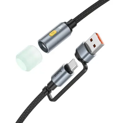 Hoco LED-ljus Till USB-A/USB-C Kabel Adapter UA38C - Svart