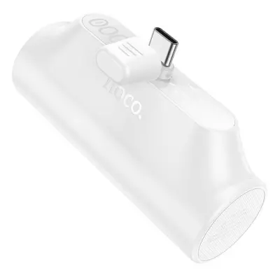 Hoco Powerbank 3000 mAh med Inbyggd Kontakt USB-C - Vit
