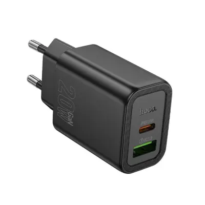 Hoco Snabbladdare 20W 1xUSB-A 1xUSB-C PD QC3.0 3A N61 - Svart