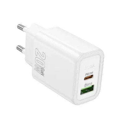 Hoco Snabbladdare 20W 1xUSB-A 1xUSB-C PD QC3.0 3A N61 - Vit