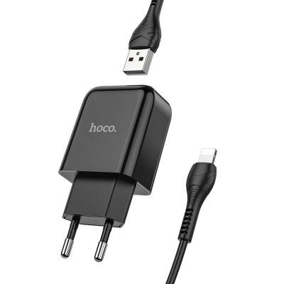 HOCO travel charger USB + kabel till Lightning 2A Svart