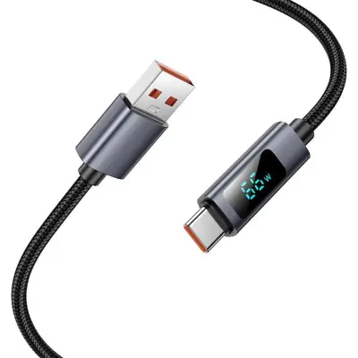 HOCO USB-A till USB-C Kabel 5A 1m med Display X112 - Svart