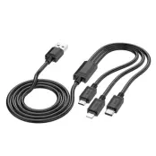 HOCO USB-A/Lightning/Micro-USB/USB-C Kabel 1m 2A X76 - Svart