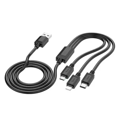 HOCO USB-A/Lightning/Micro-USB/USB-C Kabel 1m 2A X76 - Svart