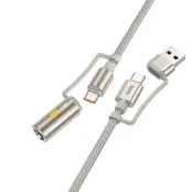 Hoco USB-A/USB-C Till USB-C Cigarettändare 60W 3A Kabel 1.2m U138 - Grå